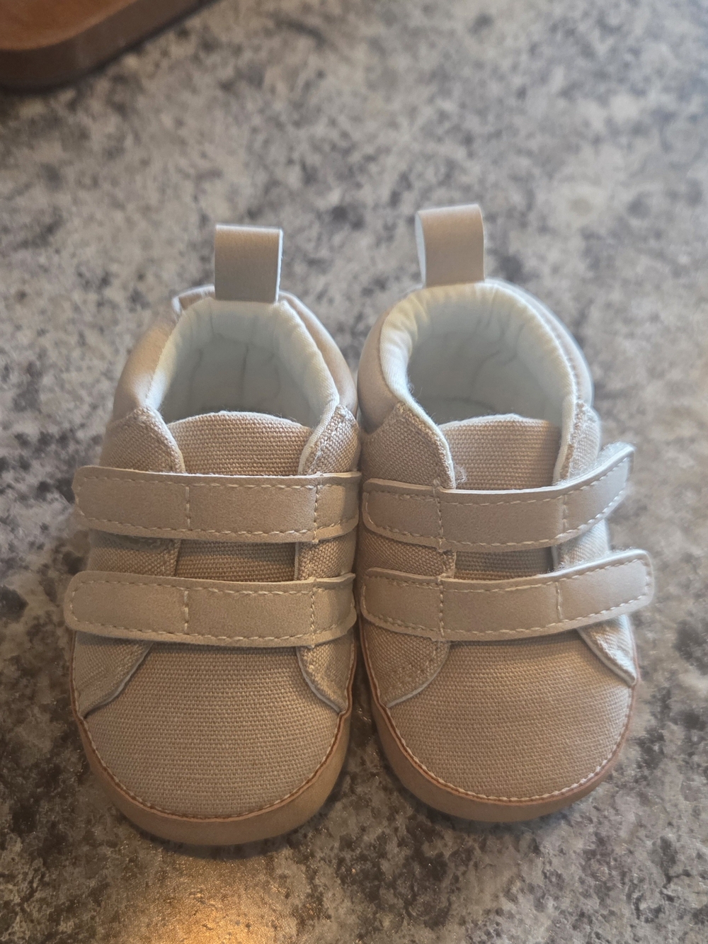 Carter's Beige Canvas Baby Velcro Shoes